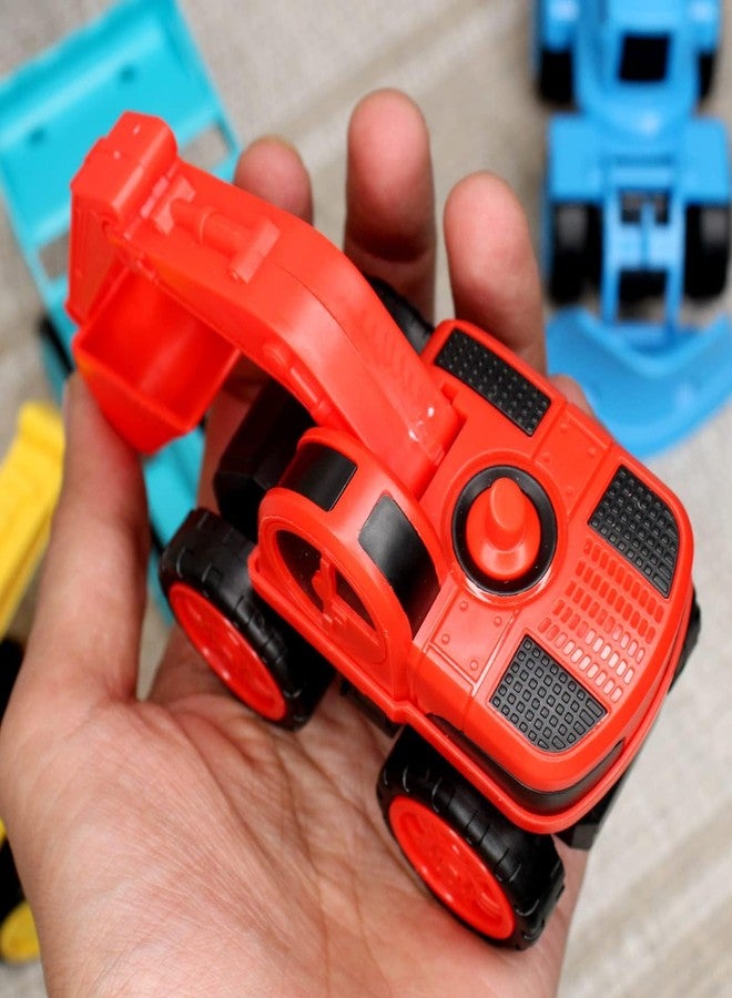 ستوريو مجموعة ألعاب البناء من ستوريو، 4 قطع، تتضمن حفارة، جرافة، مدحلة طرق، رافعة شوكية، سيارات ألعاب تعمل بالاحتكاك، مناسبة للأطفال الصغار، من عمر سنة إلى 6 سنوات، بنين وبنات، شاحنات ومركبات. - Image 5